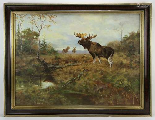 Moose in Landscape Signed AF Tait