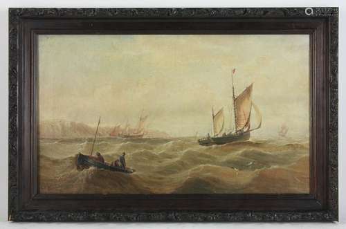 E.K. Redmore, Ships in Stormy Sea, Oil on Canvas