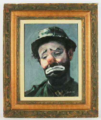 Jerry Farnsworth, Clown, Oil on Canvas Board