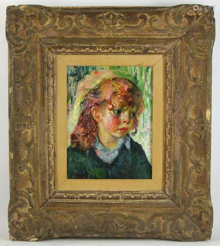 Portrait of Young Girl Signed George Luks