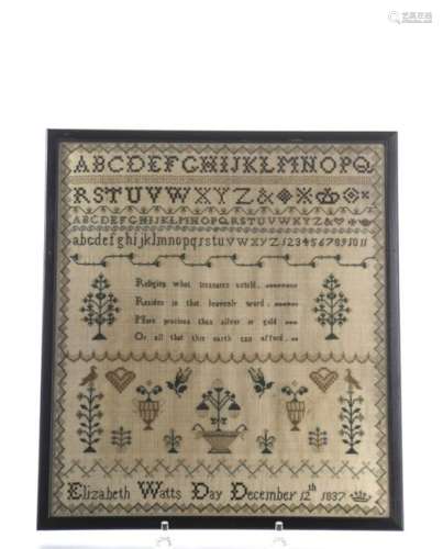 (19th c) ENGLISH SAMPLER DATED 1837