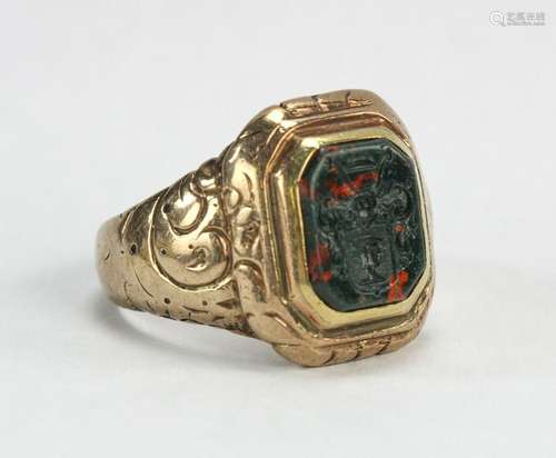 Antique 14k Gold German Arms Wappen Ring