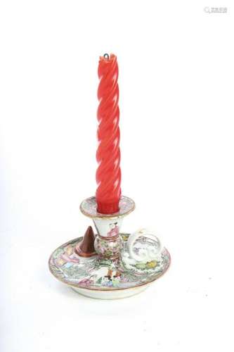 ROSE MEDALLION CHAMBER STICK with FAUX SNUFFER