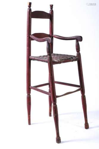 EARLY CHILD'S HIGH CHAIR IN RED PAINT