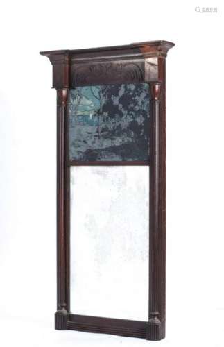 MAHOGANY SPLIT COLUMN MIRROR with ARTS AND CRAFTS