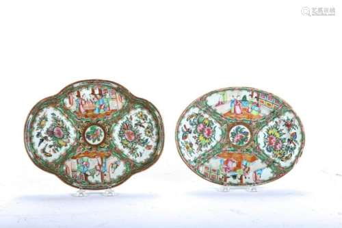 (2) CHINESE ROSE MEDALLION PORCELAIN TRAYS