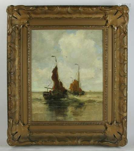 Charles P. Gruppe, Ships at Sea, Oil on Canvas