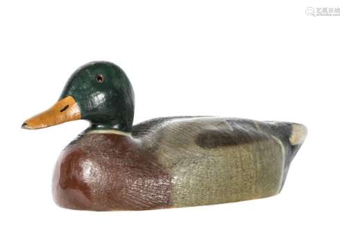 CARVED & PAINTED DECOY OF A MALLARD DRAKE