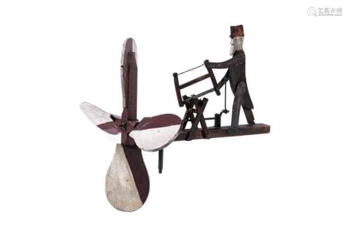 EARLY WHIRLIGIG of UNCLE SAM SAWING WOOD