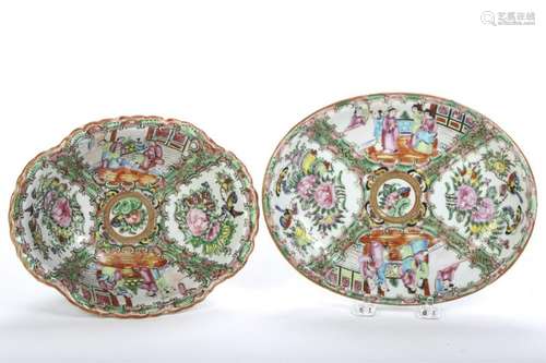 ROSE MEDALLION LOBED OVAL BOWL & UNDER TRAY