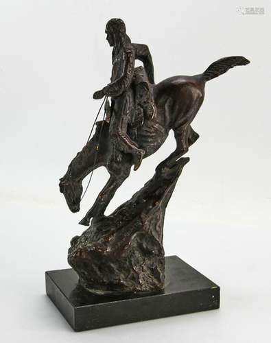 Bronze of Indian on Horseback, Marked Remington