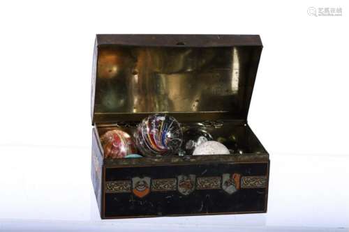 TIN BOX FILLED with EARLY MARBLES