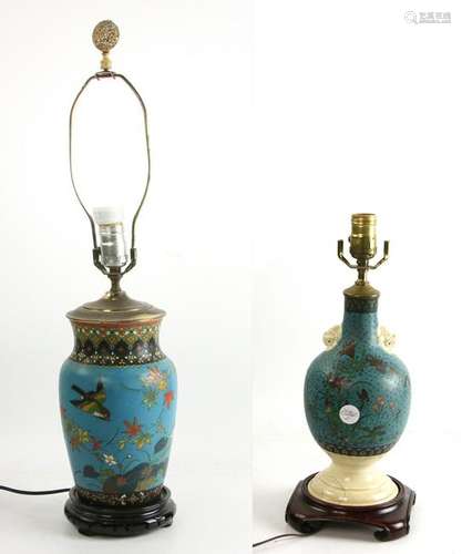 Two Japanese Cloisonne Vase Lamps