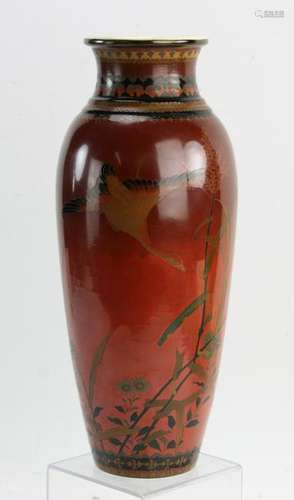 Japanese Lacquer Cloisonne on Porcelain Vase