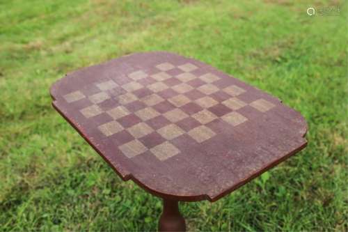 (20th c) REPRODUCTION CANDLESTAND w/ CHECKERBOARD