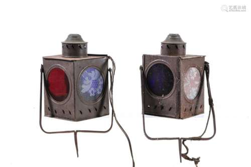PAIR OF PARADE LANTERNS with COLOR LENSES