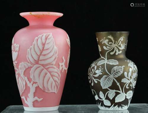 Two English Cameo Glass Vases