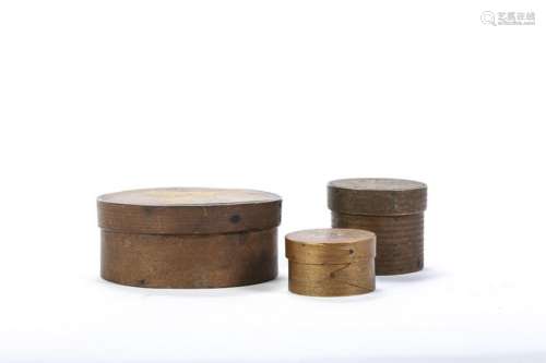 (3) ANTIQUE ROUND PANTRY BOXES