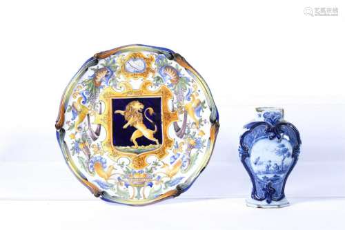 FAIENCE CHARGER and DELFT URN