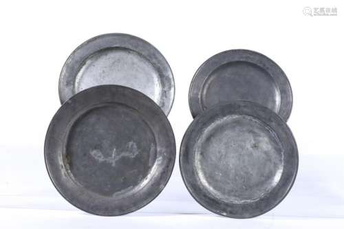 (4) LARGE PEWTER CHARGERS