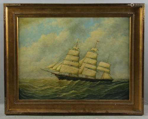 Dabo Aldro, Full Sail at Sea, Oil on Canvas