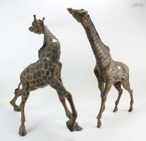 Two Bronze Giraffes