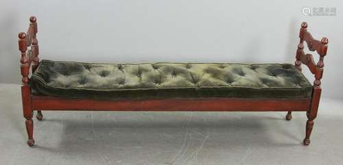 Early 19thC Maple Bench in Old Red Paint