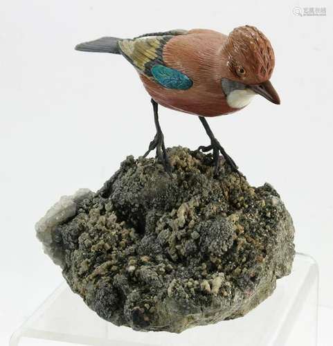 Large Carved Mixed Stone Bird