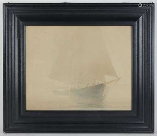 John Thurston, Sailboat in Fog, Watercolor