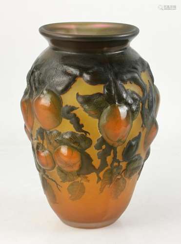 Blown Out and Cameo Glass Vase, In Style of Galle