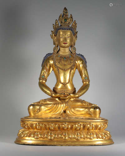 Copper gilded Longevity Buddha in the Mid-18th Century