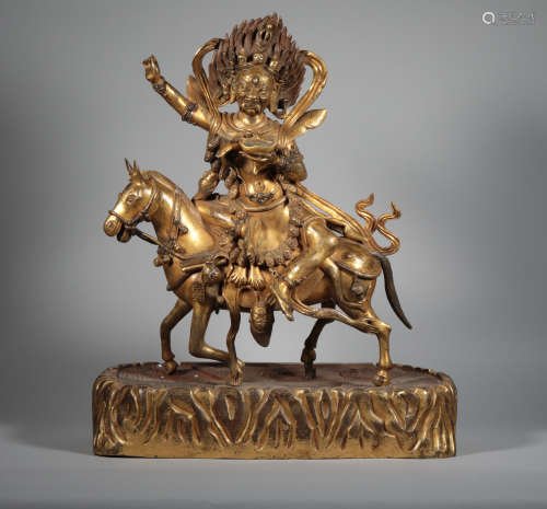 Copper gilded horse god of wealth in the early 17th century