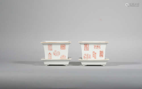 Qing Guang Xu alum red flowerpot