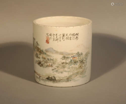 Qing Guang Xicheng door shallow color penholder