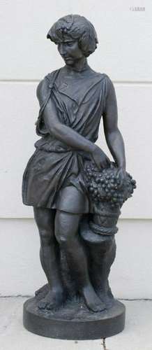 Classical Cast Iron Figure Holding Grapes