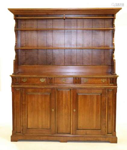 Wright Walnut Two Piece Dish Cupboard