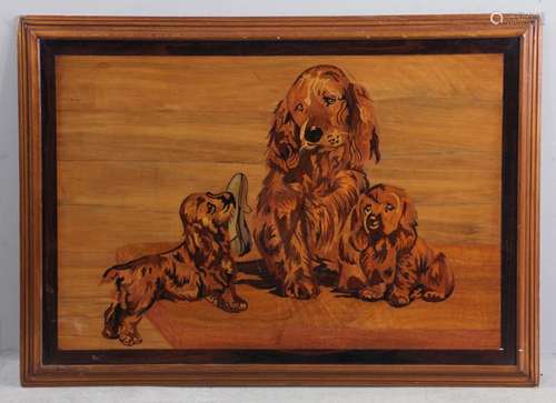 Large Framed Intricately Inlaid Wood Panel