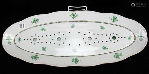 Herend Chinese Bouquet Green Fish Platter