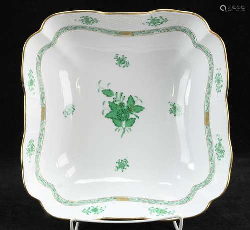 Herend Chinese Bouquet Green Square Serving Bowl