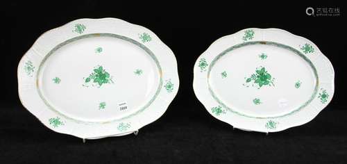 Herend Chinese Bouquet Green Serving Platters