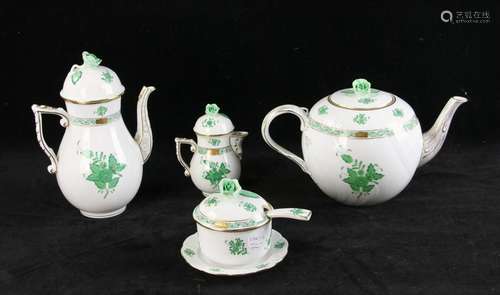 Herend Chinese Bouquet Green Teaset Pieces