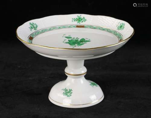 Herend Chinese Bouquet Green Pedestal Compote