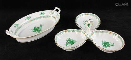 Herend Chinese Bouquet Green Serving Pieces