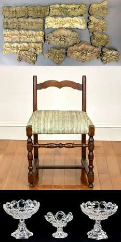 Early Side Chair, Valance Sections, 19thC Flint Glass