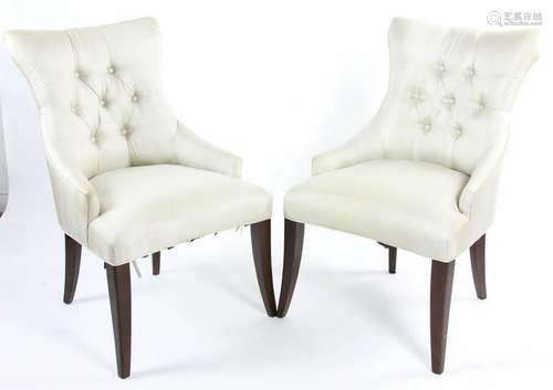 Pair of Upholstered Tufted Back Chairs