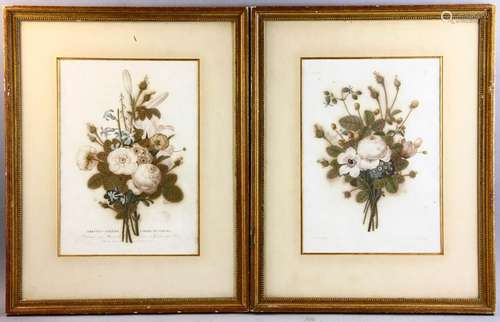 Pair of French Lithographs, Florals