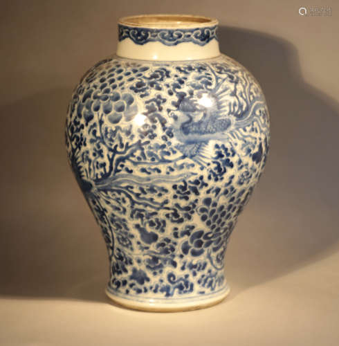 Qing Kangxi Blue and Flower Phoenix Pot of wearing Flowers
