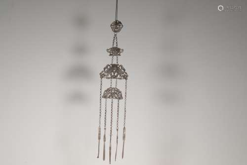 Silver carving Fu Dao hanging ornaments in the Qing Dynasty