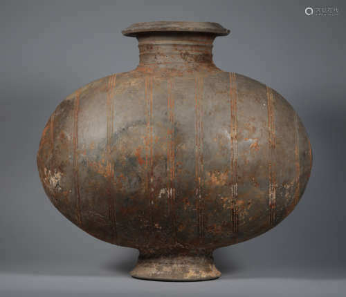 Han grey pottery line bucket jar
