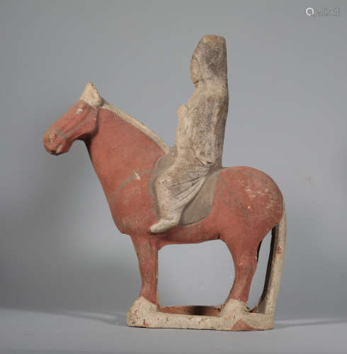 Tang painted red peach horseback riding characters